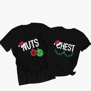 Funny 😆 Festive Black Graphic T-Shirts XL men M women 🎅🎄 couple